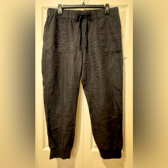 Caslon Women's Linen Jogger Elastic Waist Pull On Pants Black size Medium EUC - Picture 1 of 9
